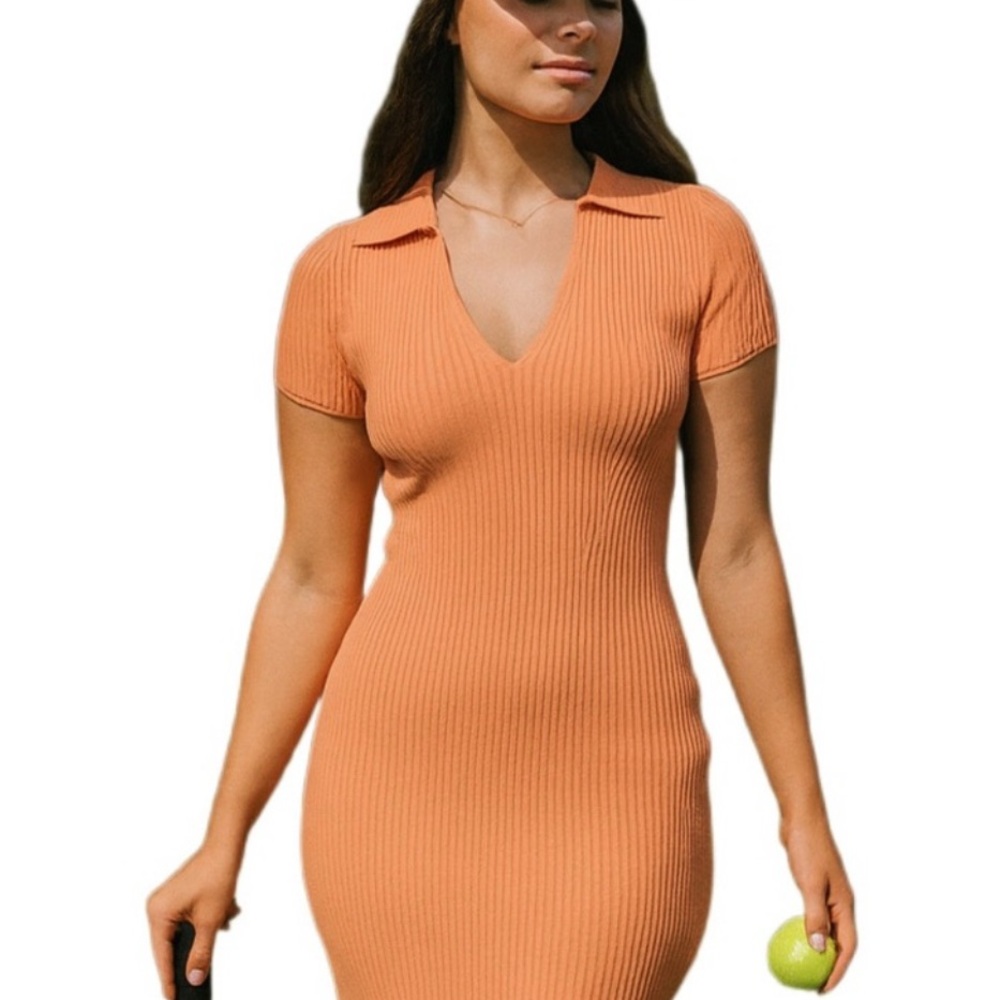 Abercrombie and Fitch XL *Pre-Loved* CUTE 🥰 salmon ribbed knit dress
